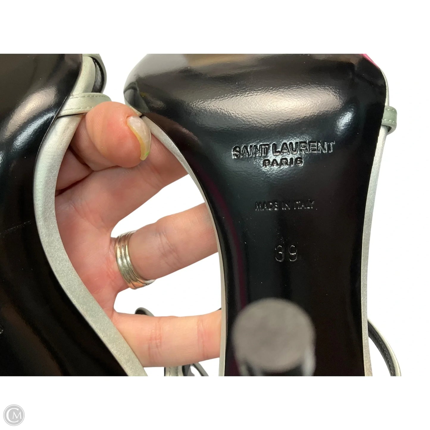 Sandals Luxury Designer By Yves Saint Laurent In Blue, Size: 9