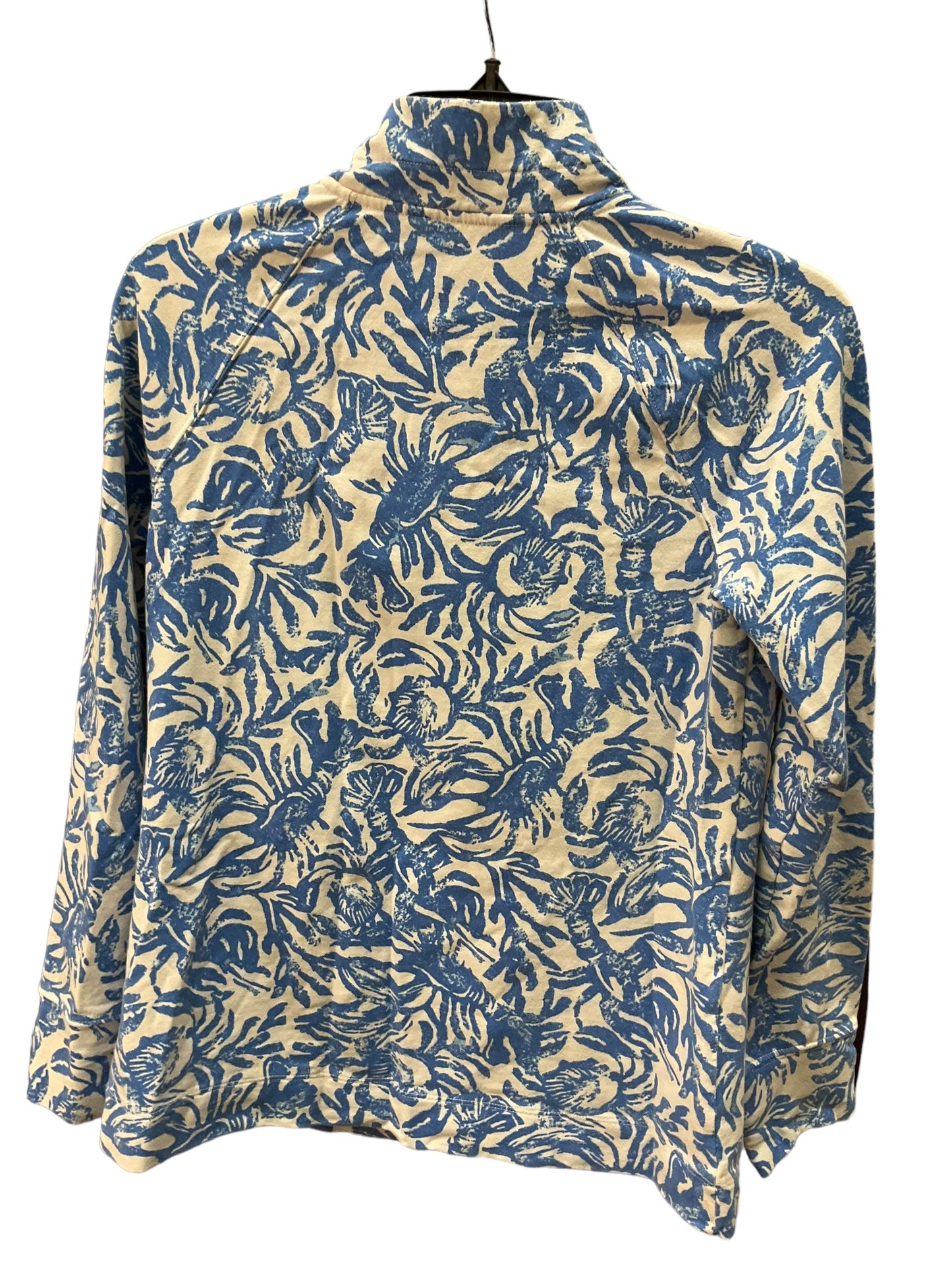 Blue White Top Long Sleeve Designer Lilly Pulitzer, Size S