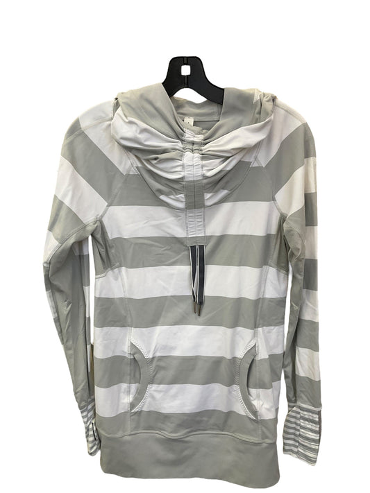 Athletic Top Long Sleeve Collar By Lululemon In Striped, Size: M