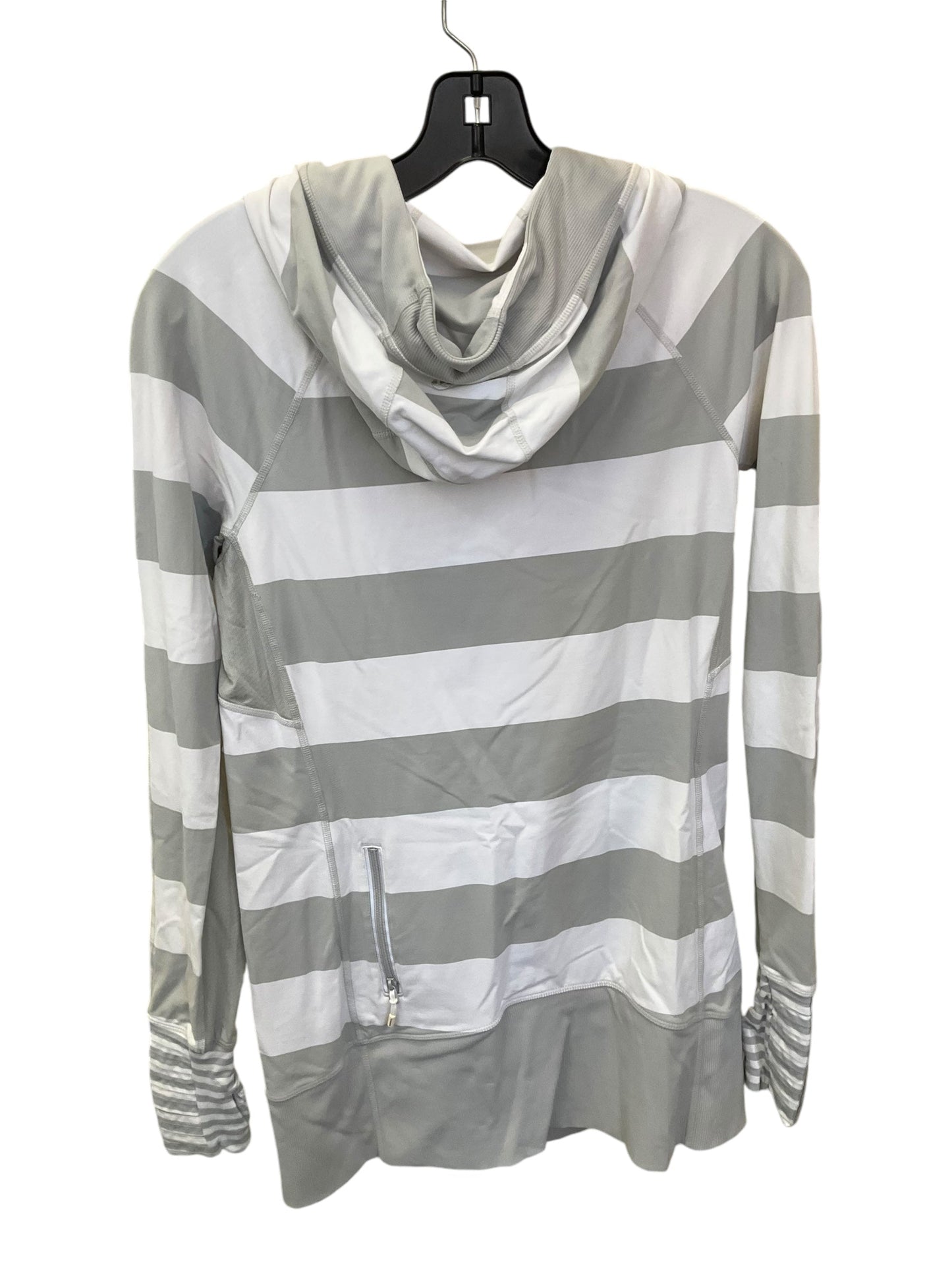 Athletic Top Long Sleeve Collar By Lululemon In Striped, Size: M