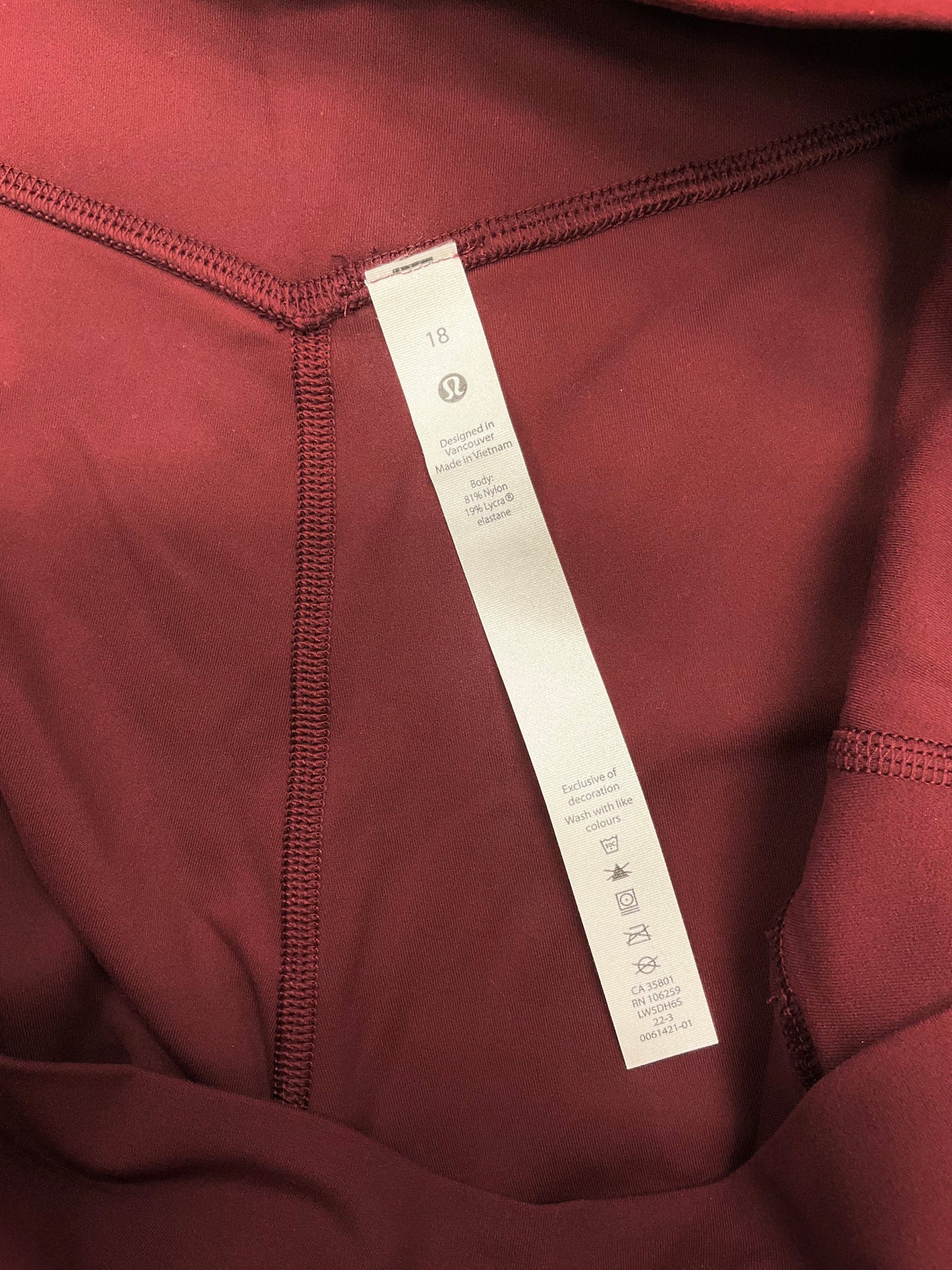 Athletic Pants By Lululemon In Maroon, Size: 18