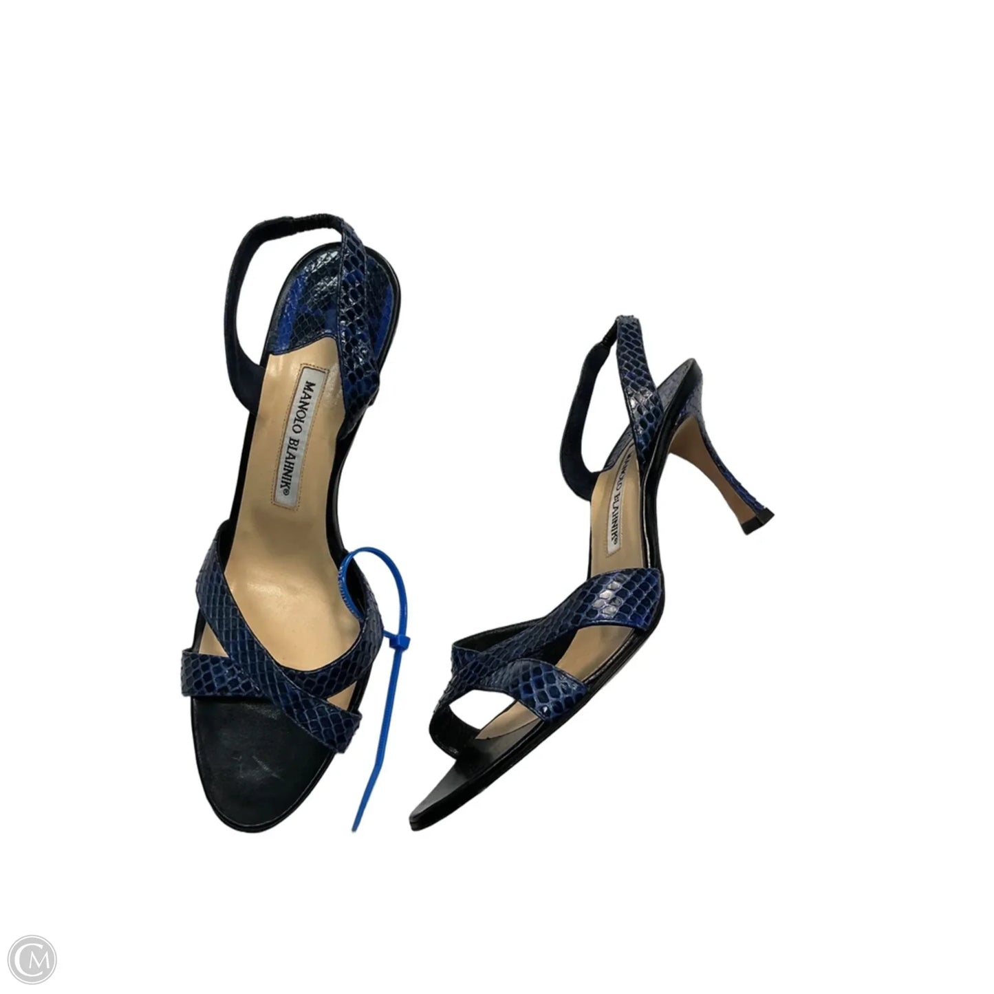 Sandals Luxury Designer By Manolo Blahnik In Blue, Size: 10