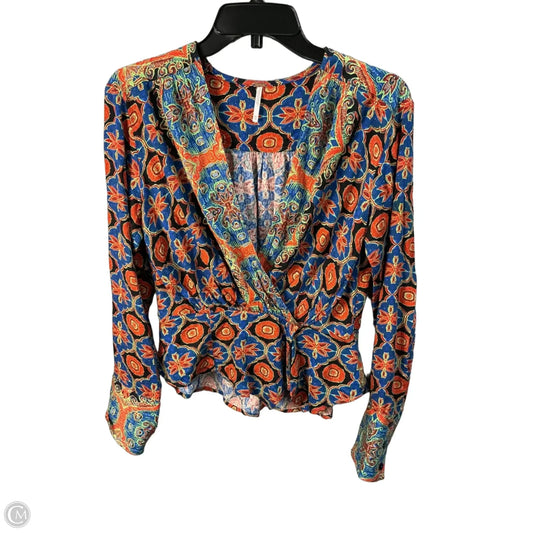 Top Long Sleeve By Free People In Blue & Orange, Size: Xs