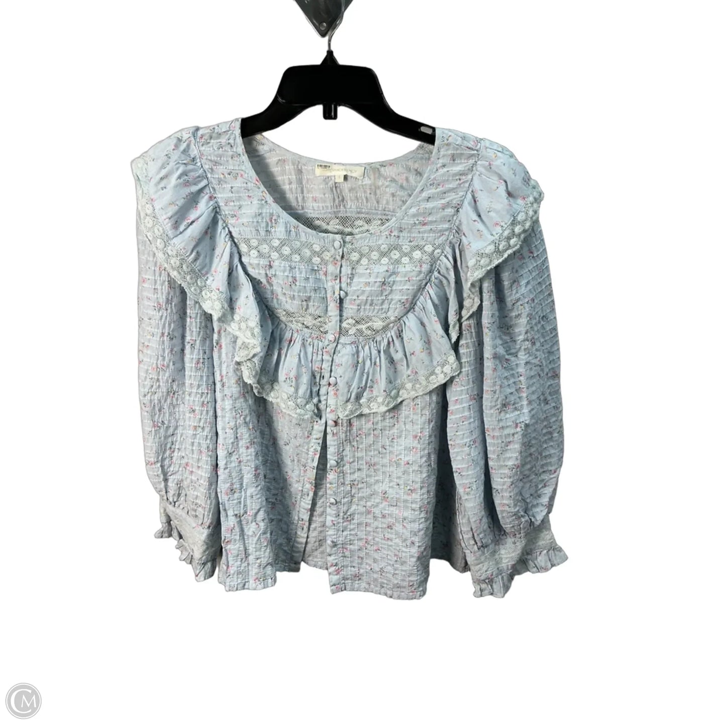 Top Long Sleeve By Loveshackfancy In Blue, Size: S
