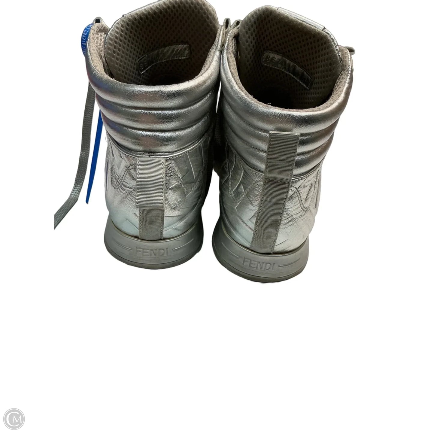 Shoes Luxury Designer By Fendi In Silver, Size: 6.5