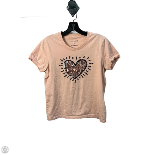 Top Short Sleeve Designer By Coach In Orange, Size: M