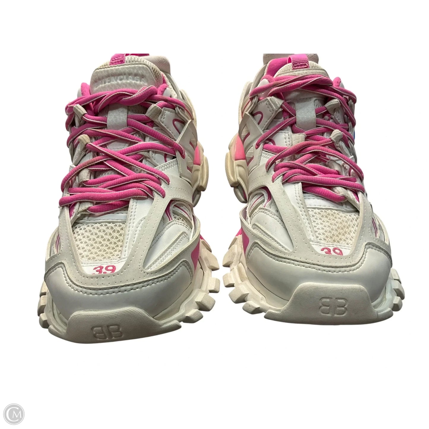 Shoes Luxury Designer By Balenciaga In Pink & White, Size: 9