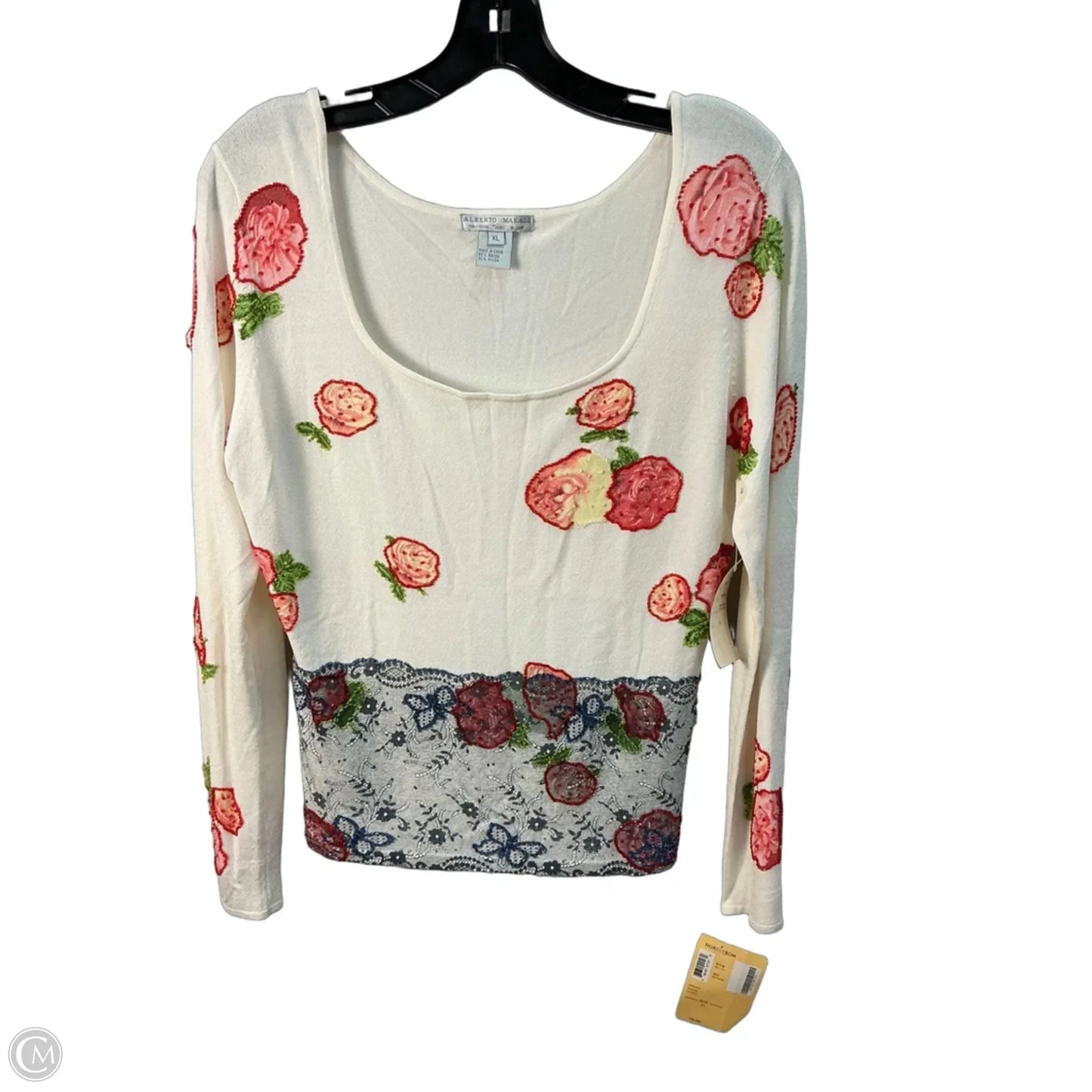 Top Long Sleeve By Alberto Makali In Cream, Size: Xl