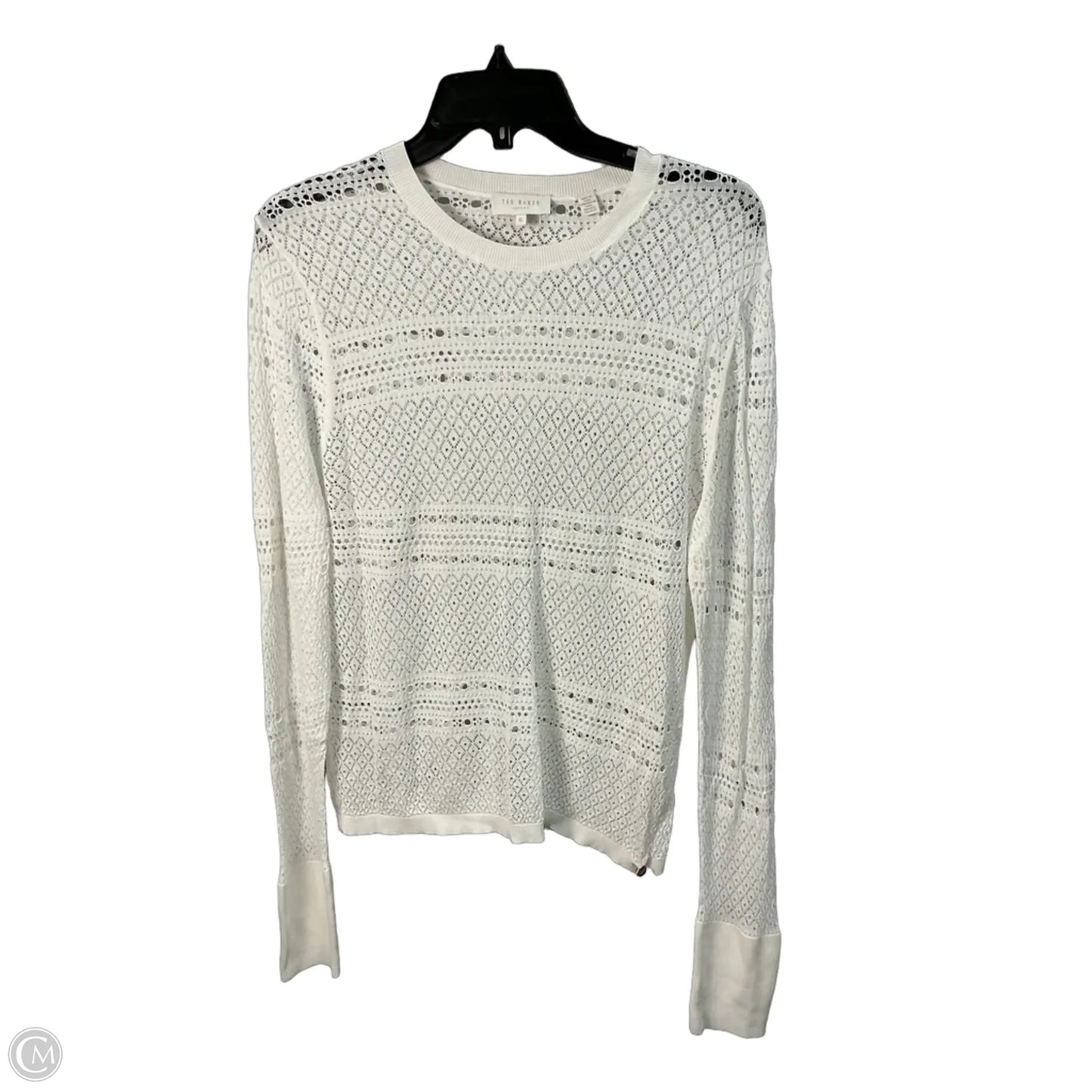 Top Long Sleeve By Ted Baker In White, Size: XL