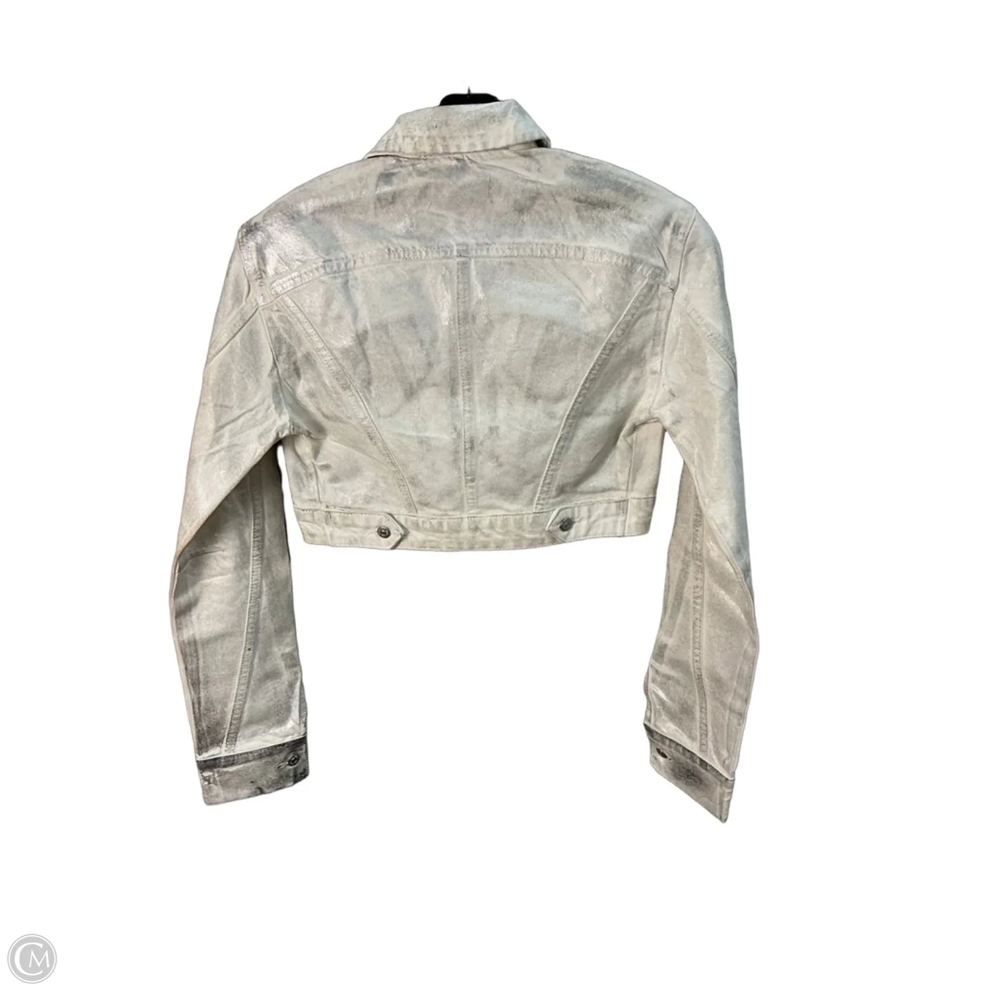 Jacket Denim By Zara In Cream & Silver, Size: Xs