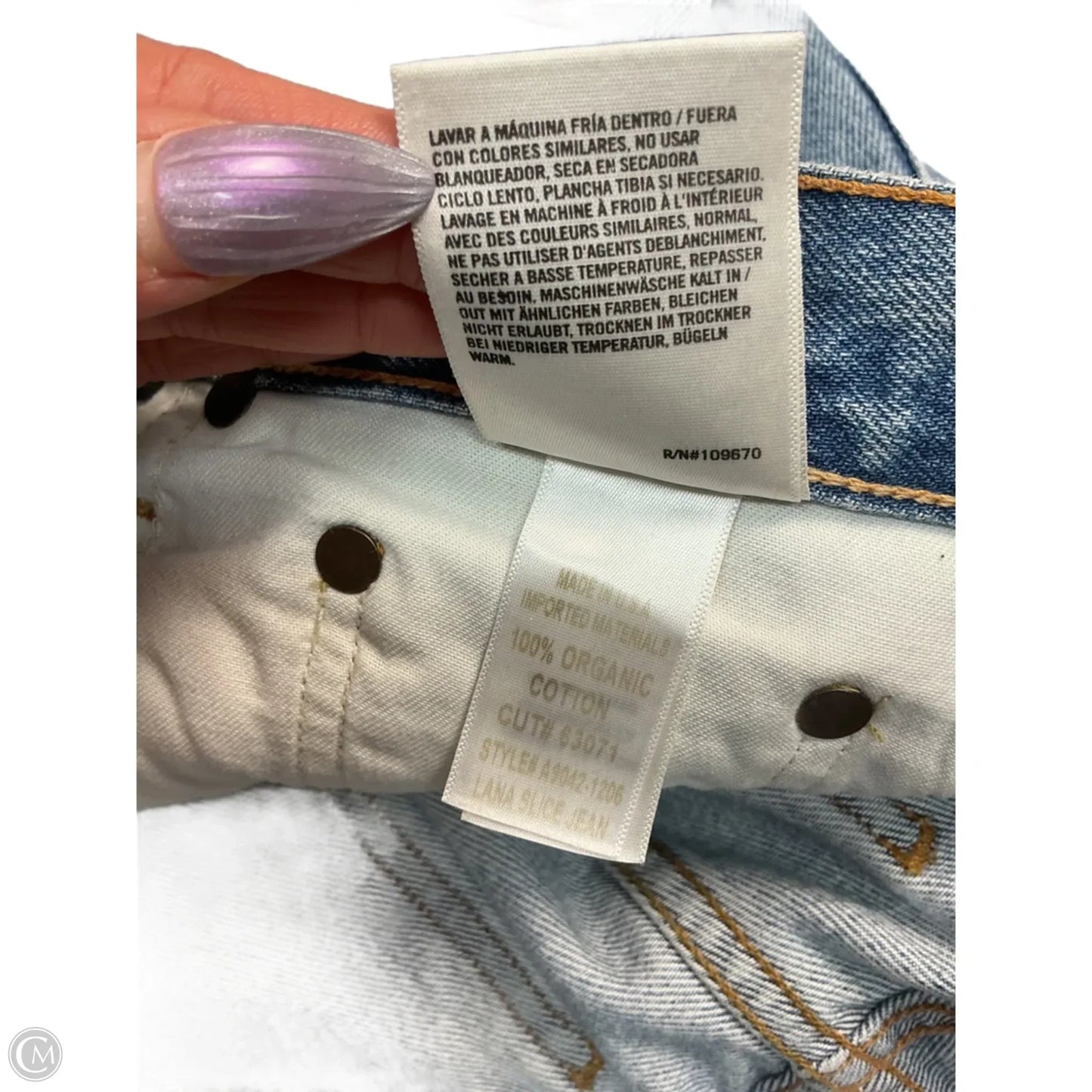 Jeans Wide Leg By Agolde In Blue Denim, Size: 4