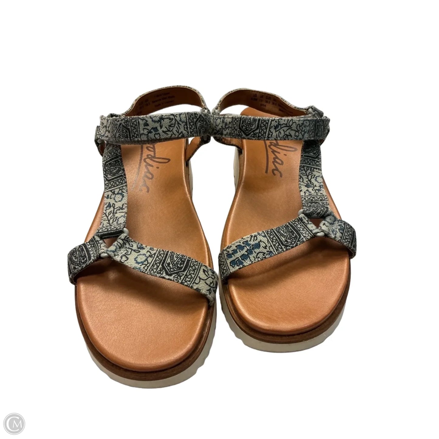 Sandals Heels Wedge By Zodiac In Black & Grey, Size: 9.5