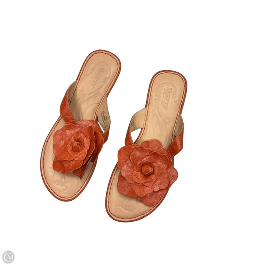 Sandals Flip Flops By Born In Orange & Tan, Size: 7