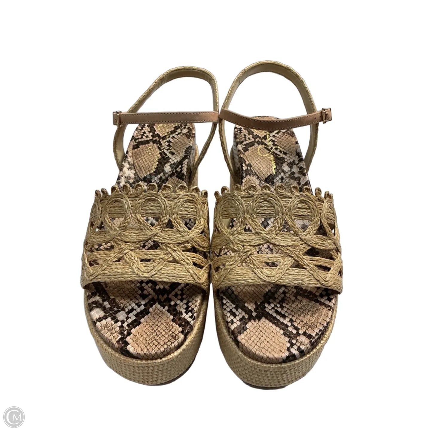 Sandals Heels Platform By Jessica Simpson In Brown & Tan, Size: 10