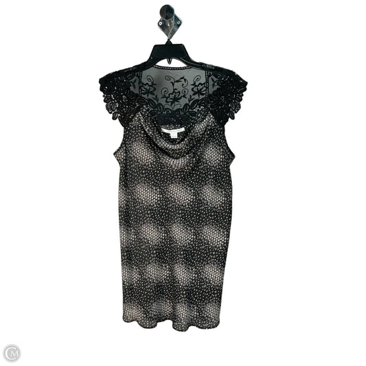 Top Short Sleeve Designer By Diane Von Furstenberg In Black & Cream, Size: M