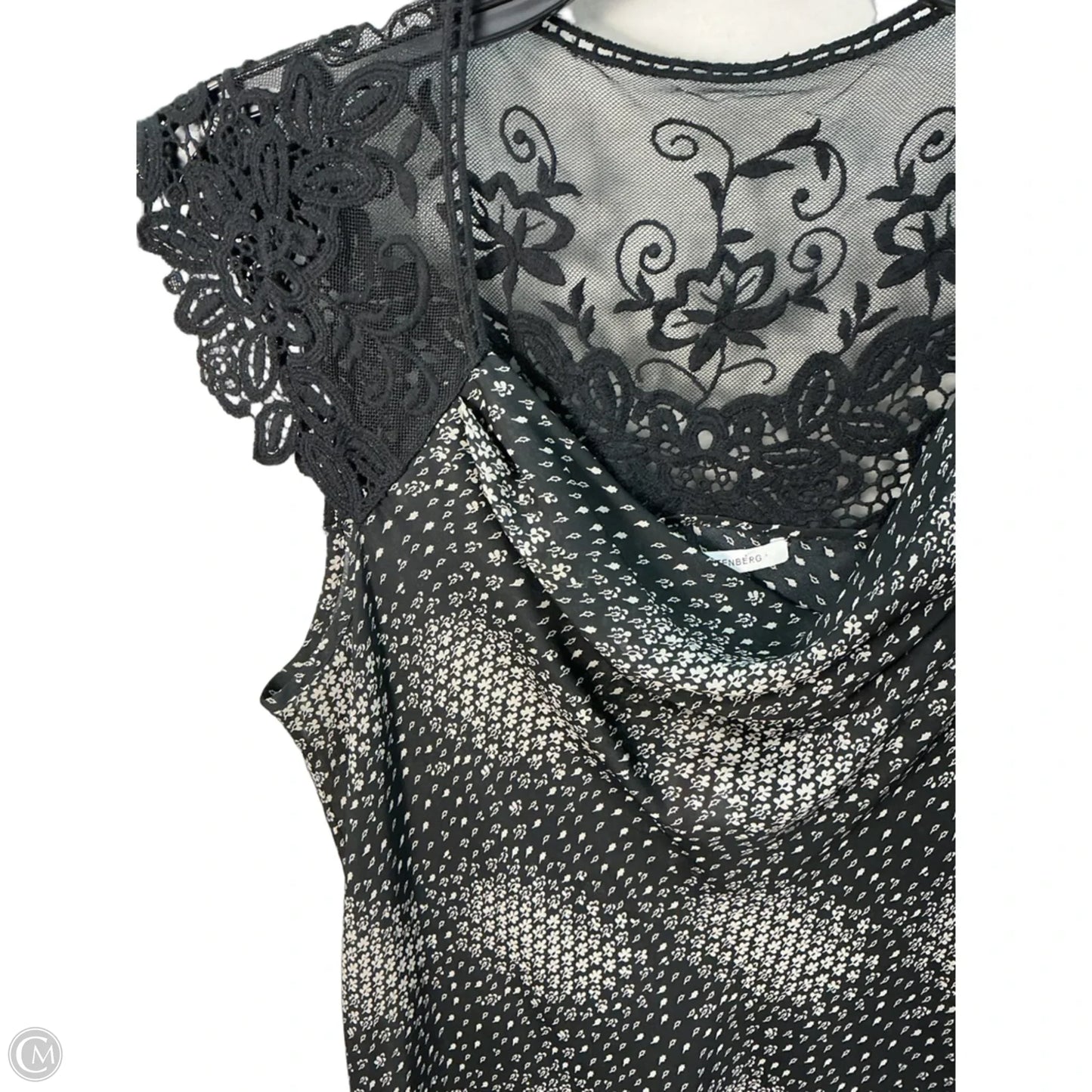 Top Short Sleeve Designer By Diane Von Furstenberg In Black & Cream, Size: M