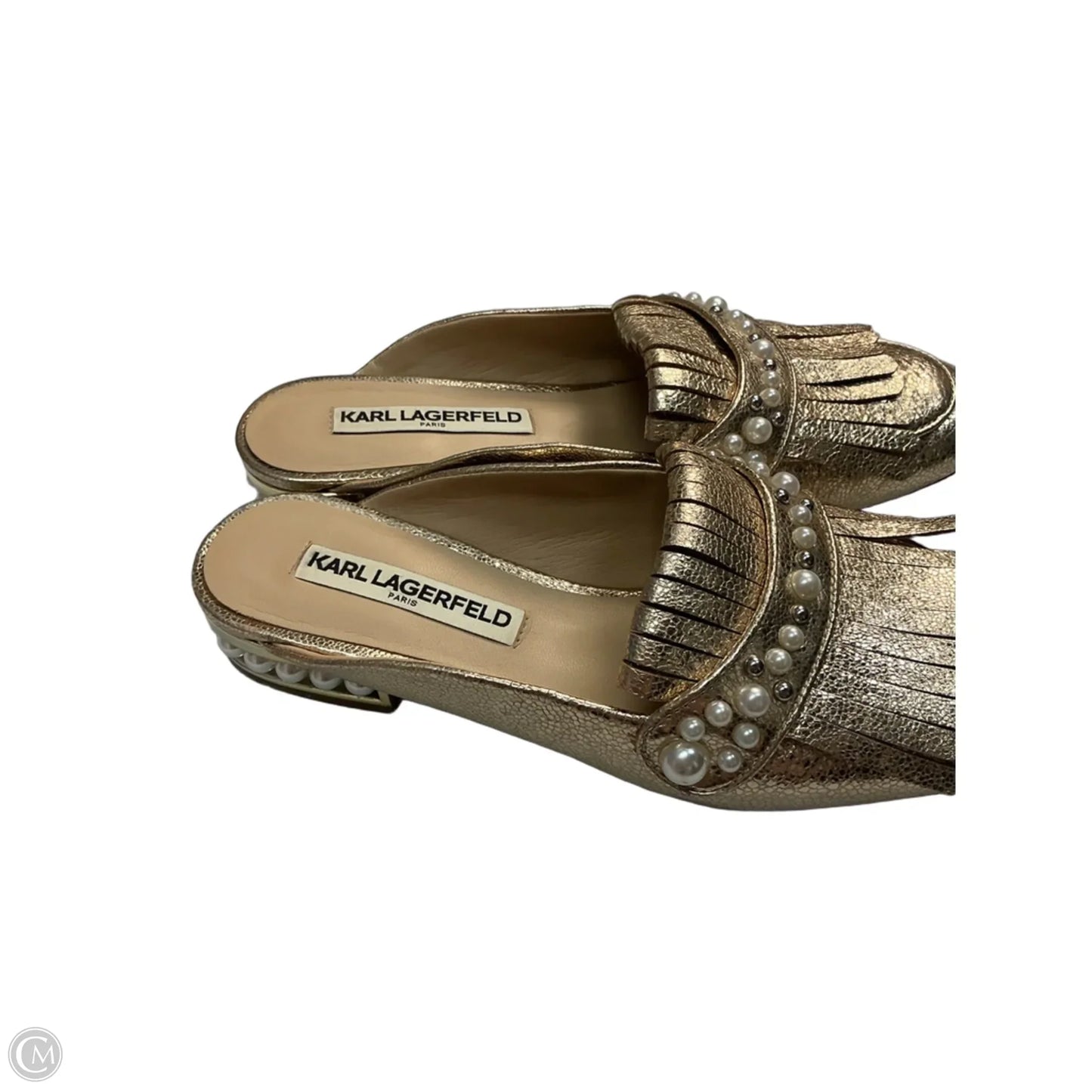 Shoes Designer By Karl Lagerfeld In Gold, Size: 6