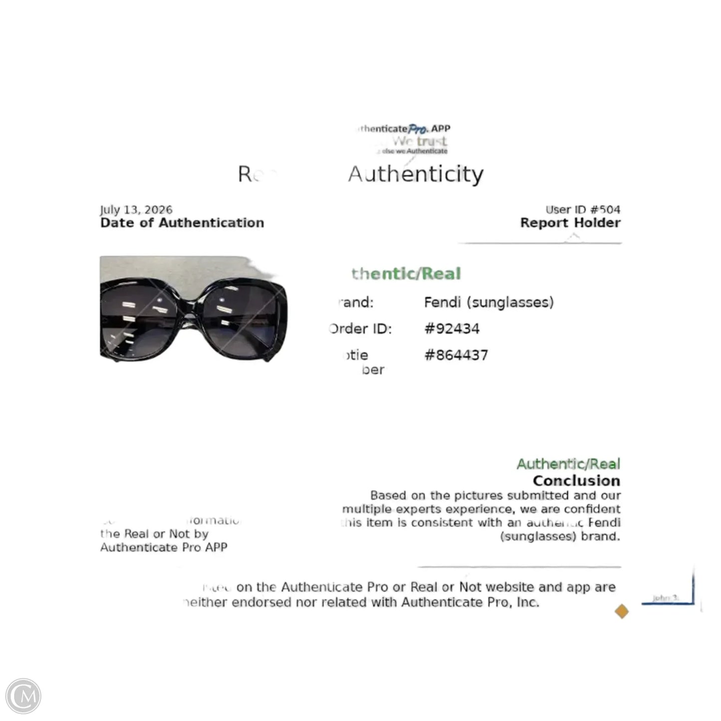 Sunglasses Luxury Designer By Fendi, Size: