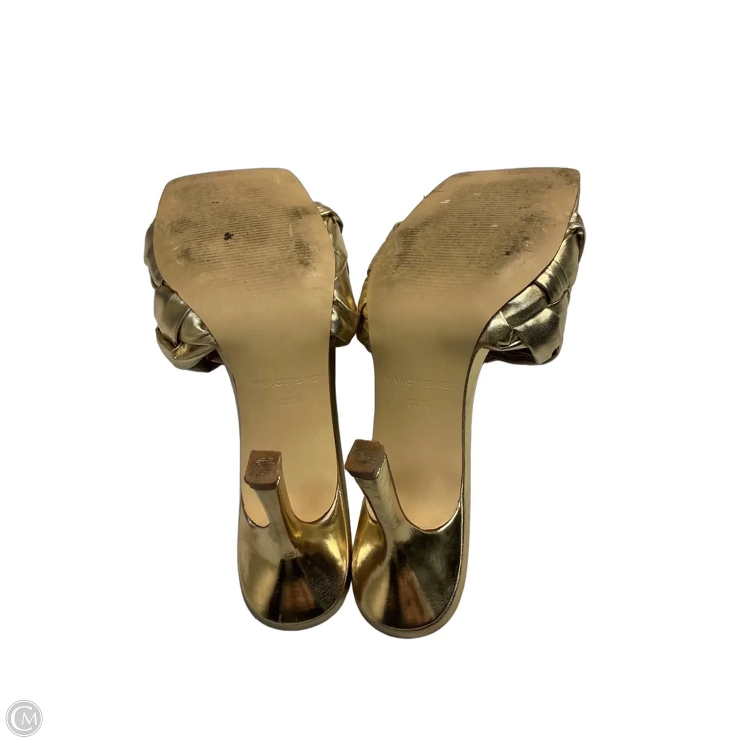 Sandals Heels Kitten By Marc Fisher In Gold, Size: 8.5