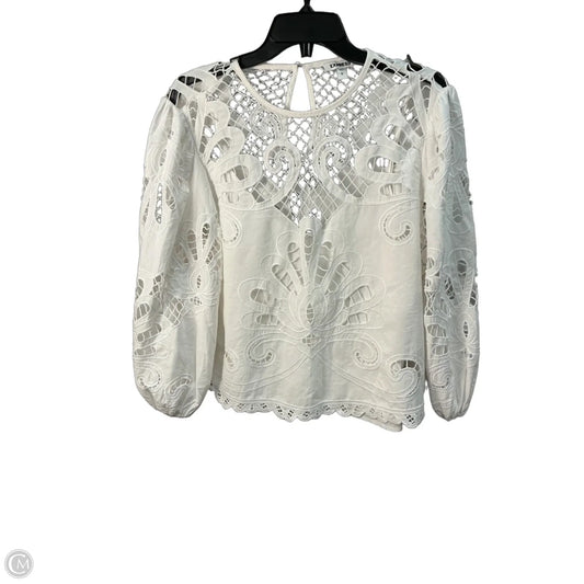 Top Long Sleeve By Express In White, Size: L
