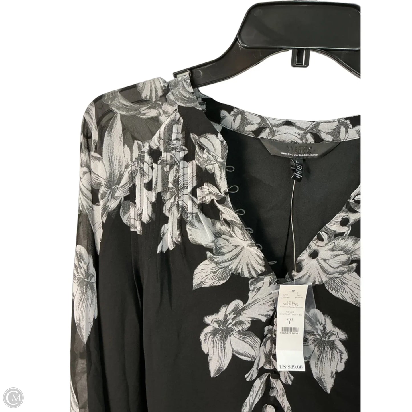 Top Long Sleeve By White House Black Market In Black & White, Size: L