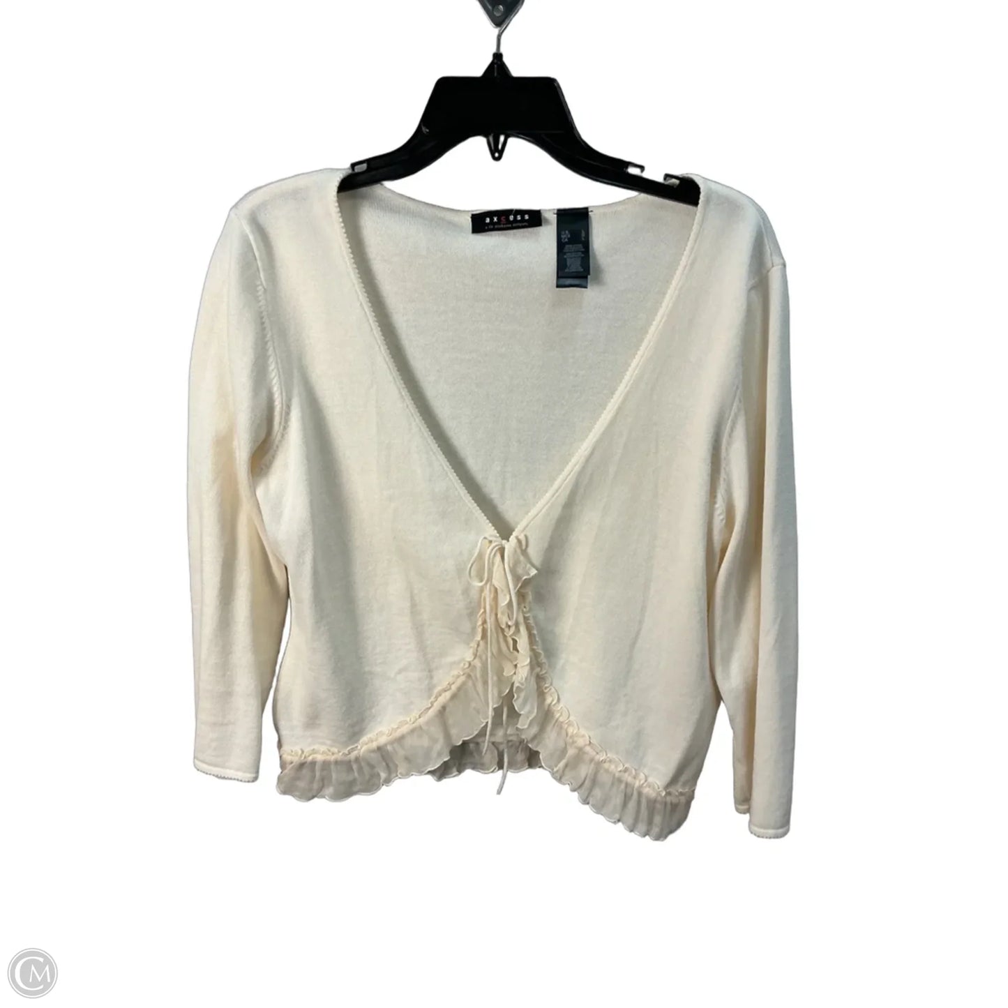 Sweater Cardigan By Liz Claiborne In Cream, Size: L