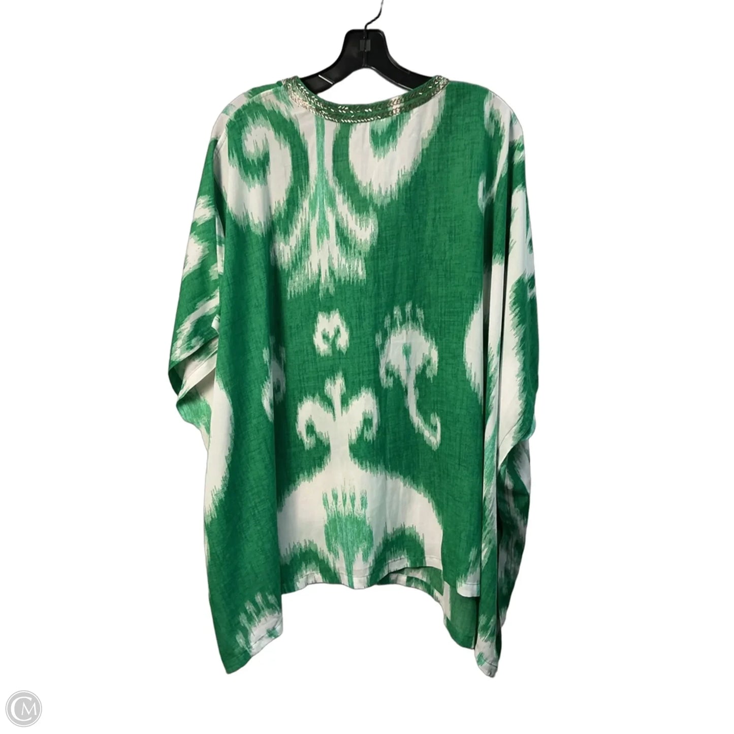 Top Short Sleeve By Chicos In Green & White, Size: L