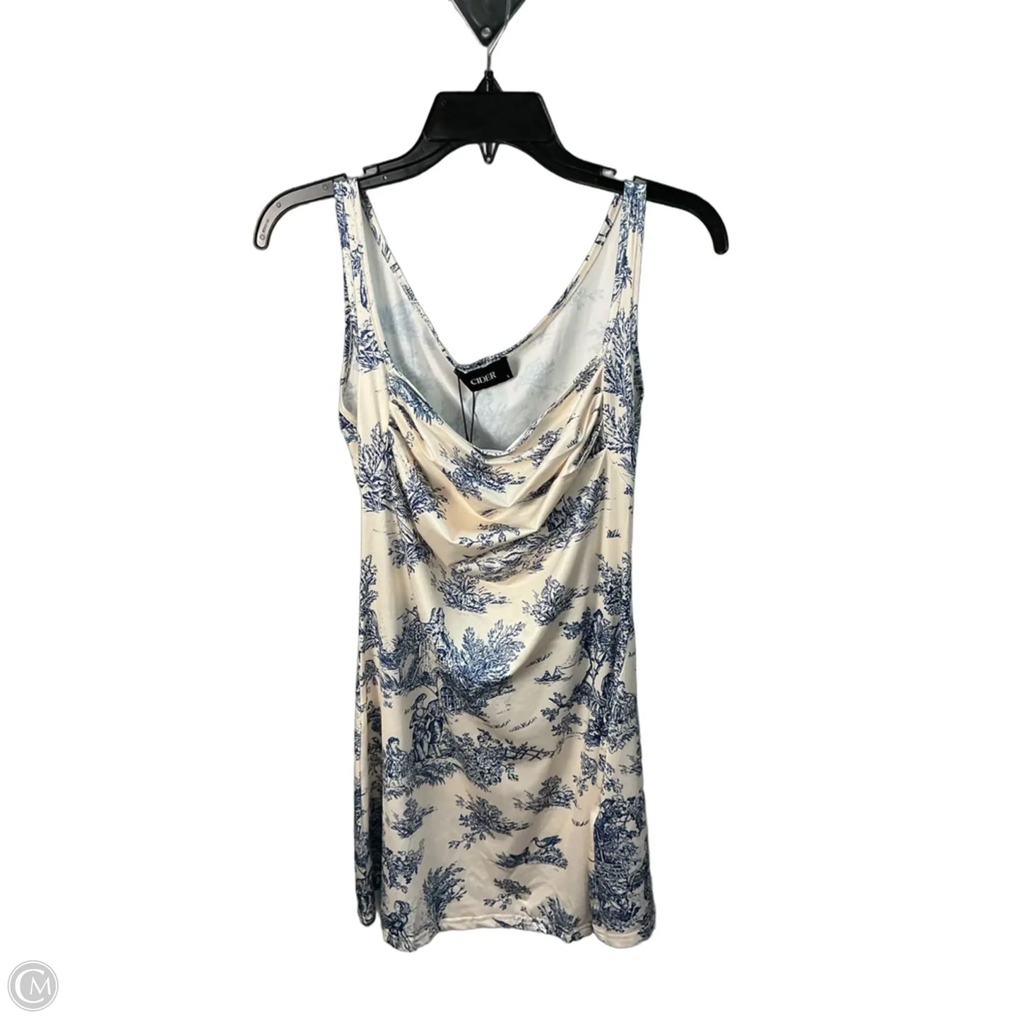 Dress Casual Midi By Cider In Blue & White, Size: L