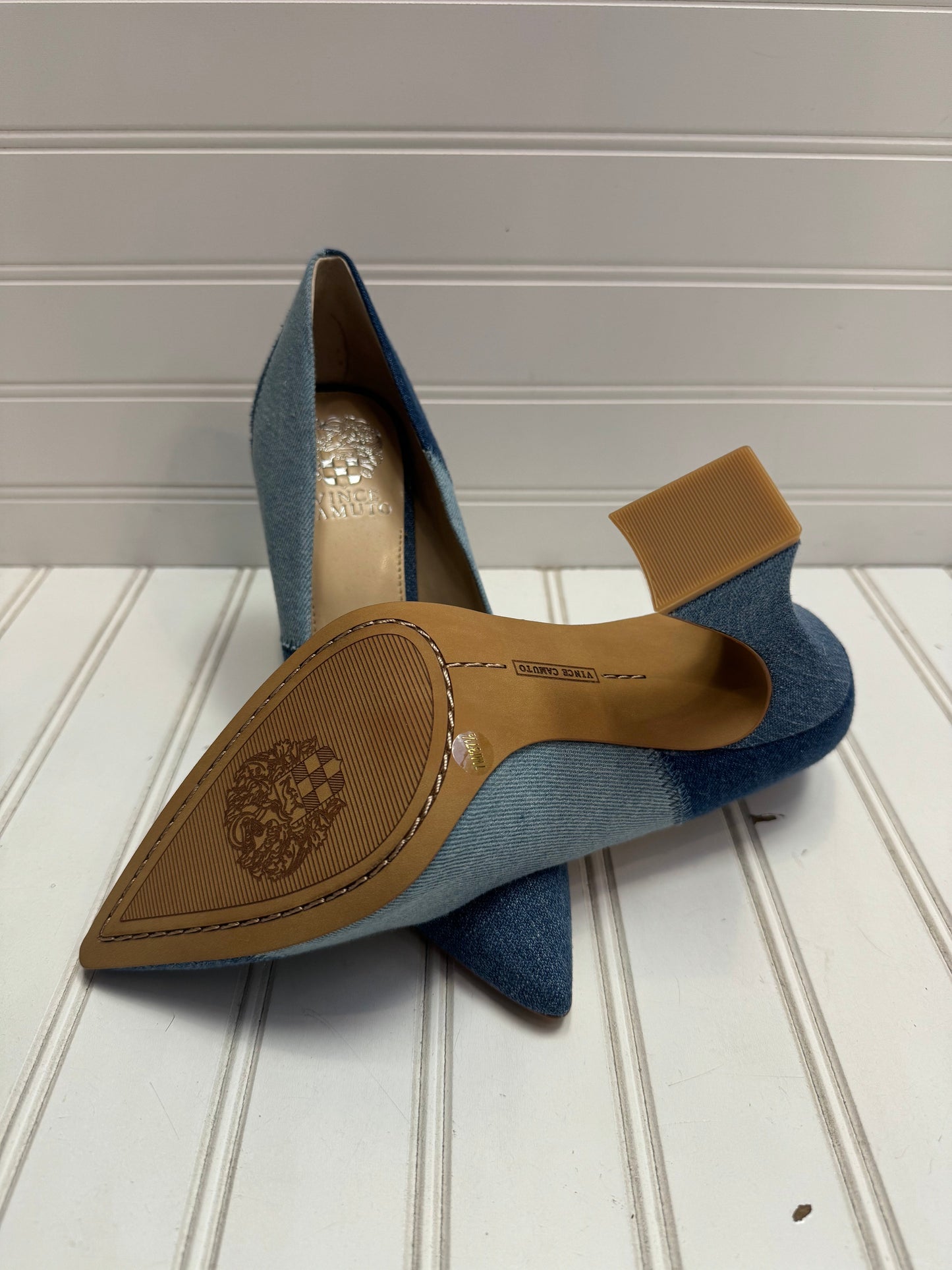 Blue Denim Shoes Heels Block Vince Camuto, Size 7