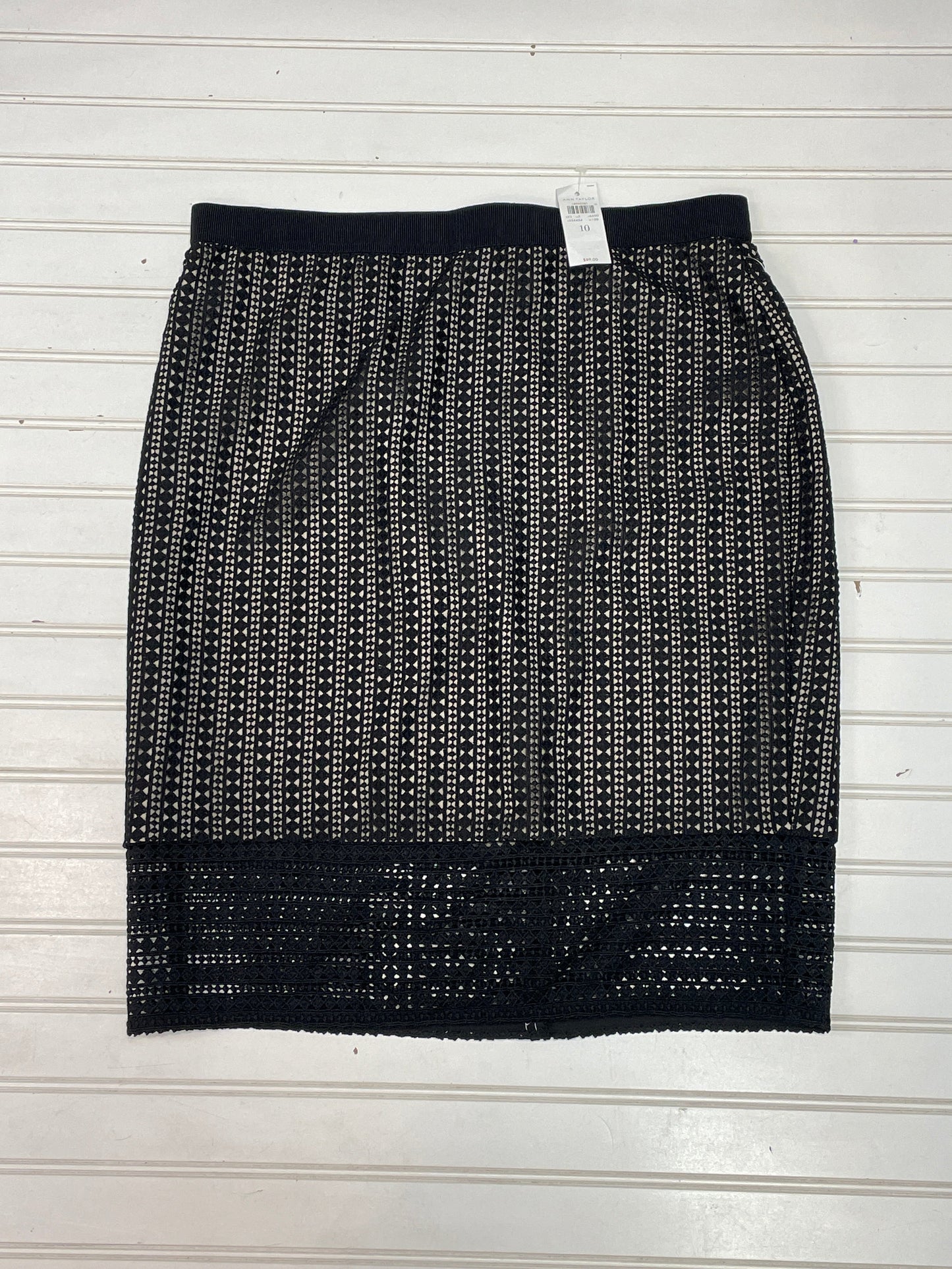 Black & Cream Skirt Midi Ann Taylor, Size 10