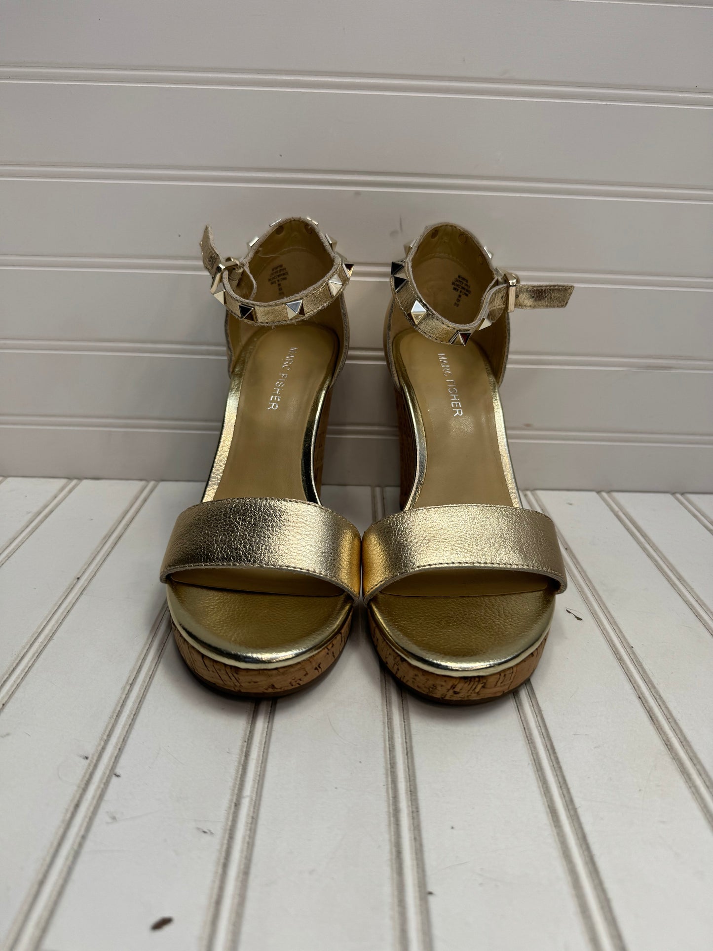 Sandals Heels Wedge By Marc Fisher In Gold, Size: 8