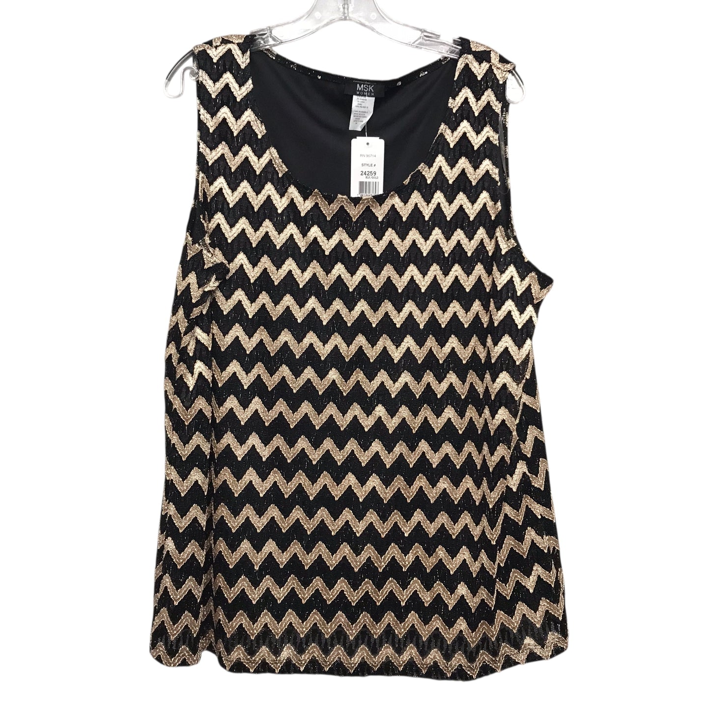 Top Sleeveless By Msk In Black & Gold, Size:3X