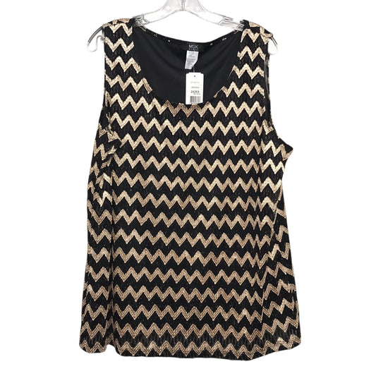 Top Sleeveless By Msk In Black & Gold, Size:3X