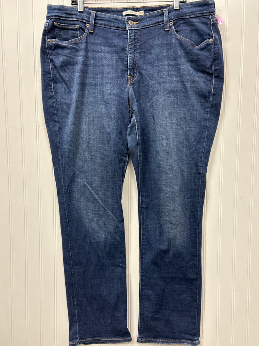 Jeans Straight By Levis In Blue Denim, Size:22