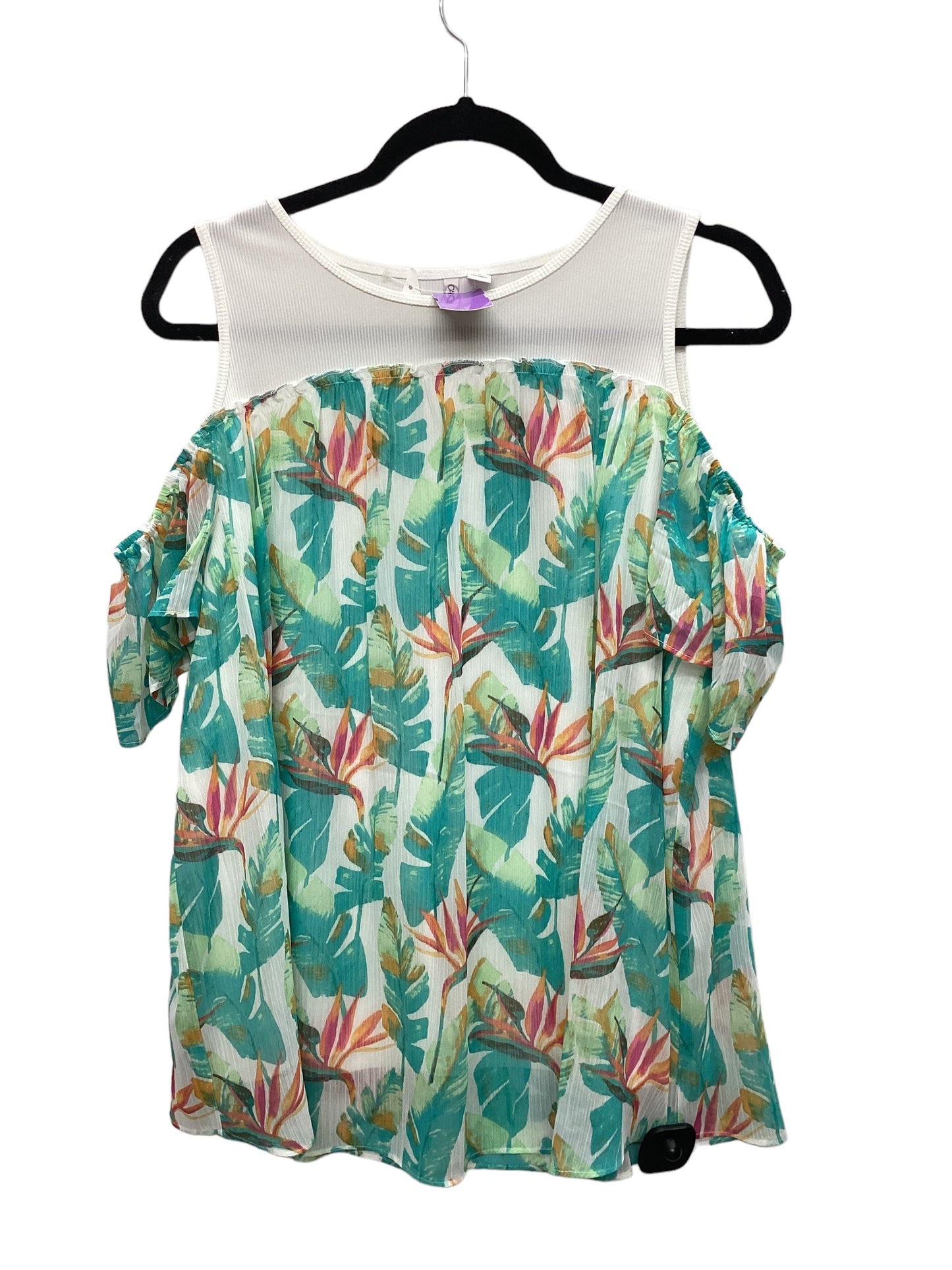 Tropical Print Top Short Sleeve Cato, Size Xl