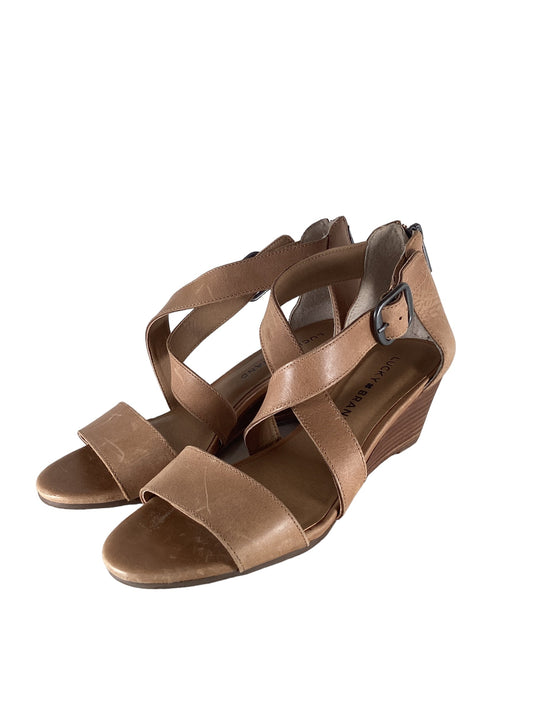 Brown Sandals Heels Wedge Lucky Brand, Size 6