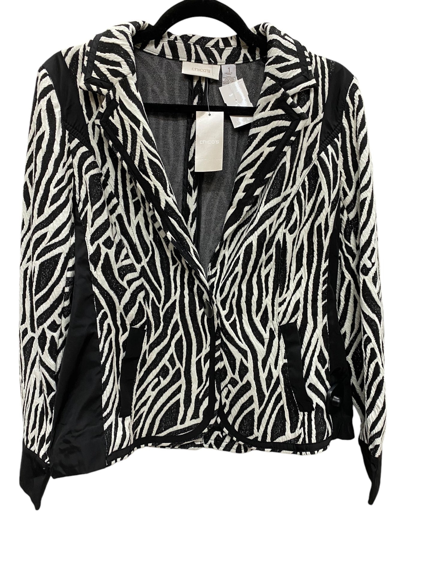 Blazer By Chicos In Black & White, Size: M