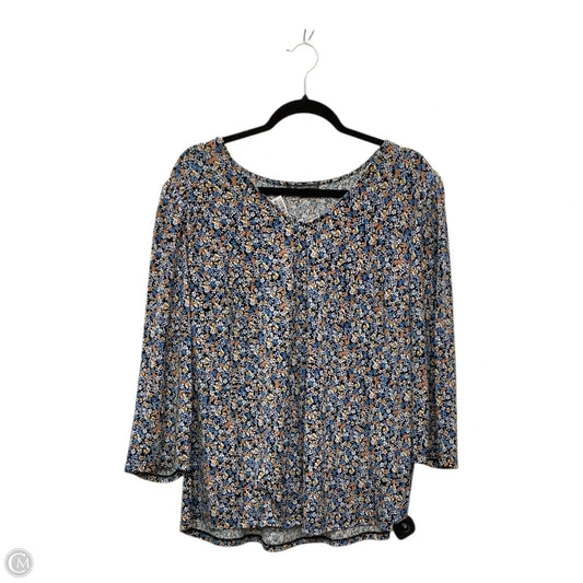 Top 3/4 Sleeve By Adrianna Papell In Floral Print, Size: 1x