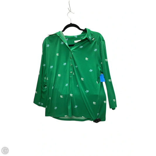 Top Long Sleeve By Charter Club In Green, Size: L