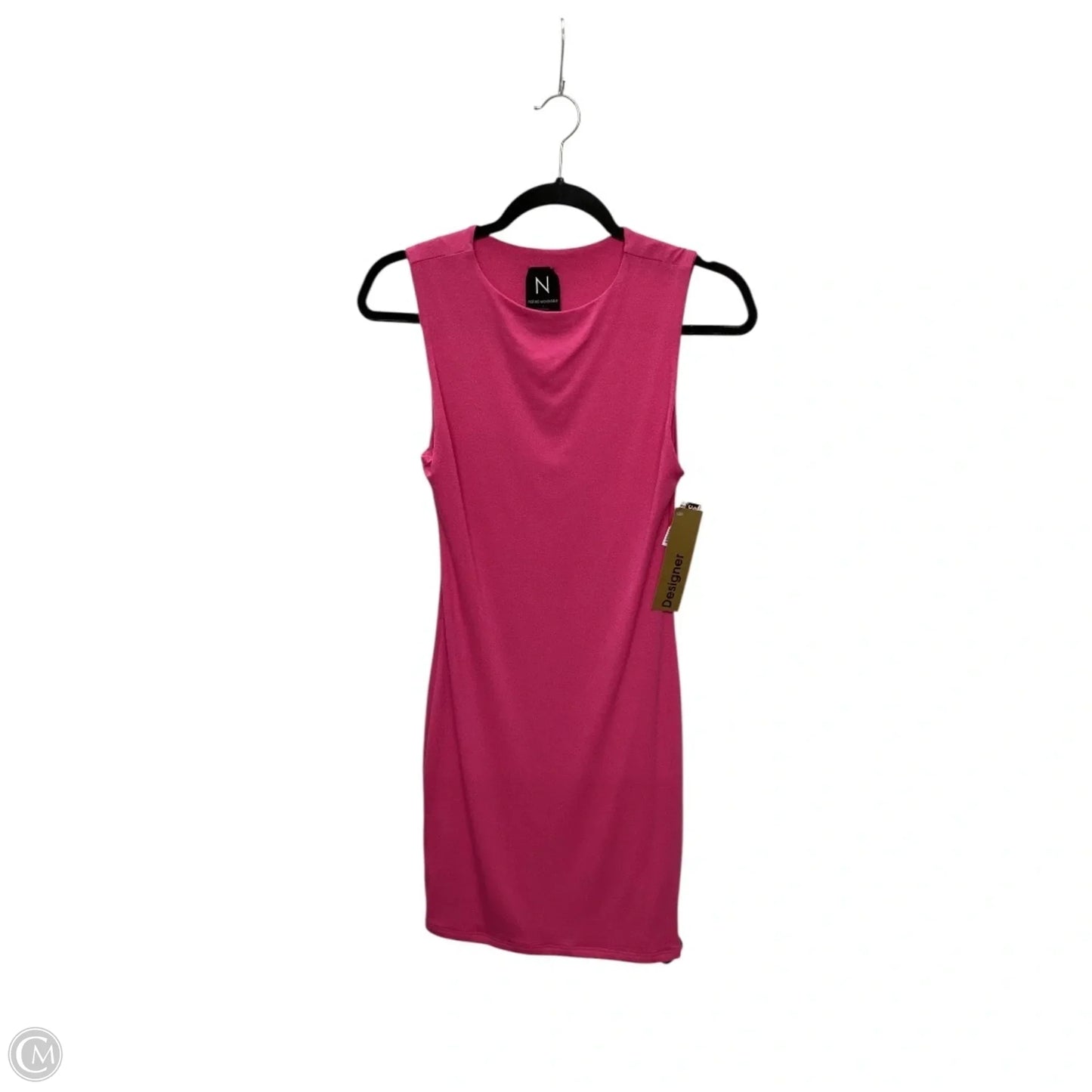 Designer Dress Casual Short By Nakedwardrobe In Pink, Size: L