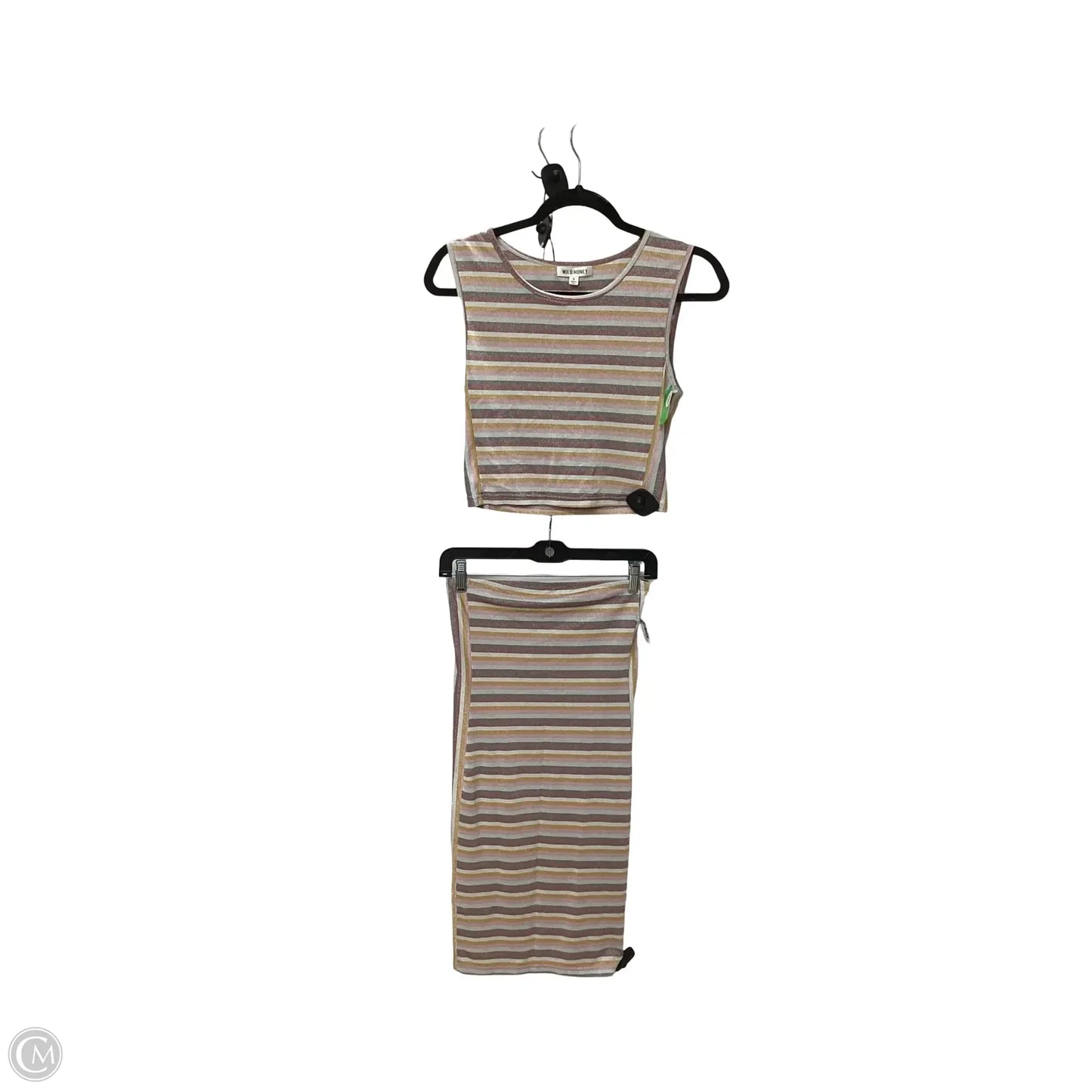 Skirt Set 2pc By WILD HONEY In Striped Pattern, Size: S