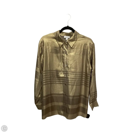 Blouse Long Sleeve By Current Air In Gold, Size: S