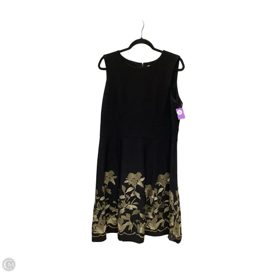 Dress Casual Midi By Calvin Klein In Black & Gold, Size: 16