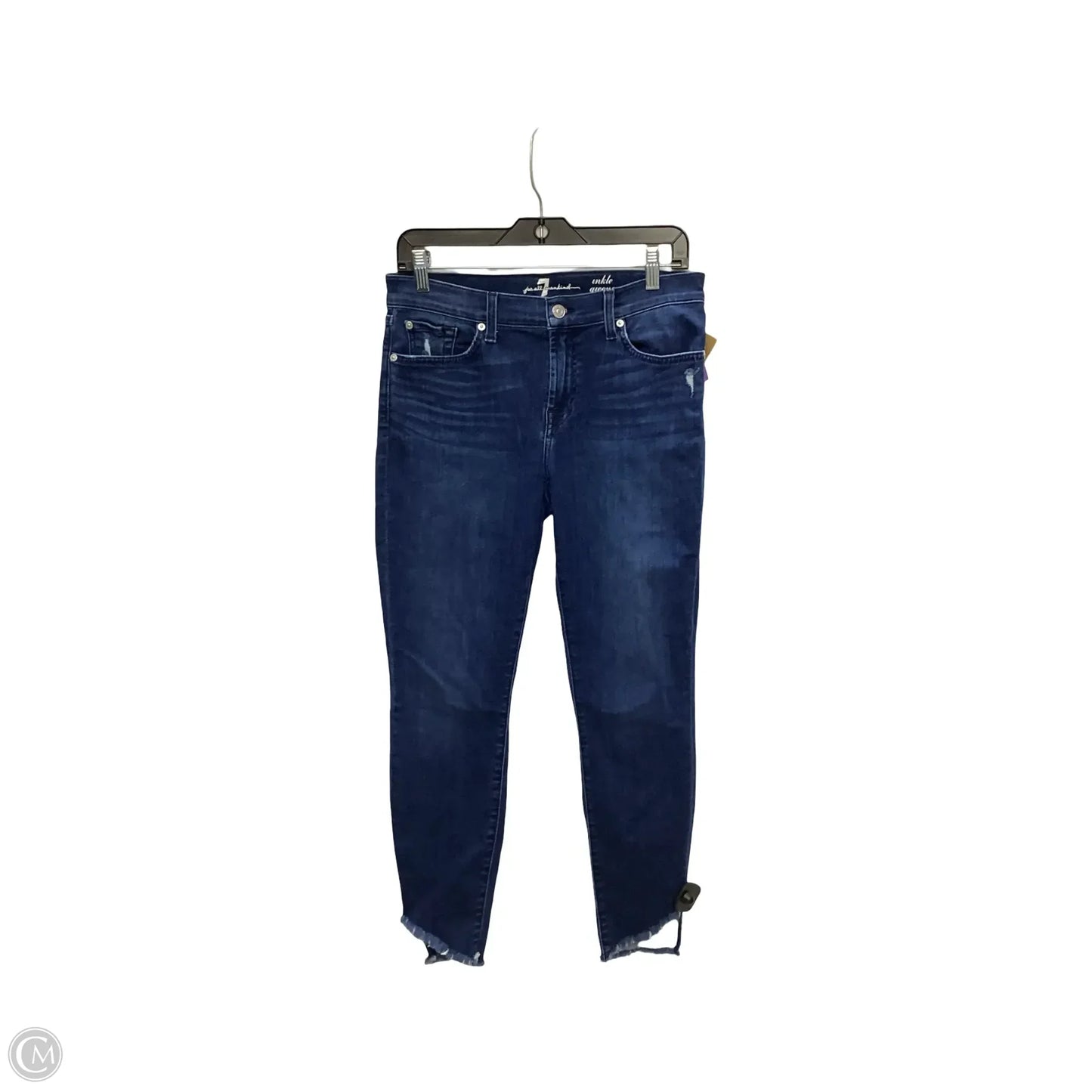 Designer Jeans Cropped By 7 For All Mankind In Blue Denim, Size: 6