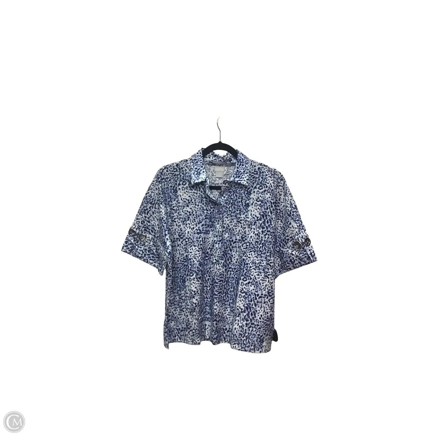 Blouse Short Sleeve By Chicos In Blue, Size: 10