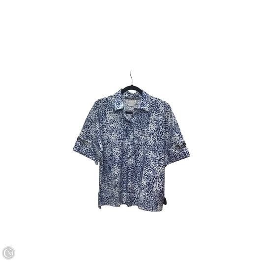 Blouse Short Sleeve By Chicos In Blue, Size: 10