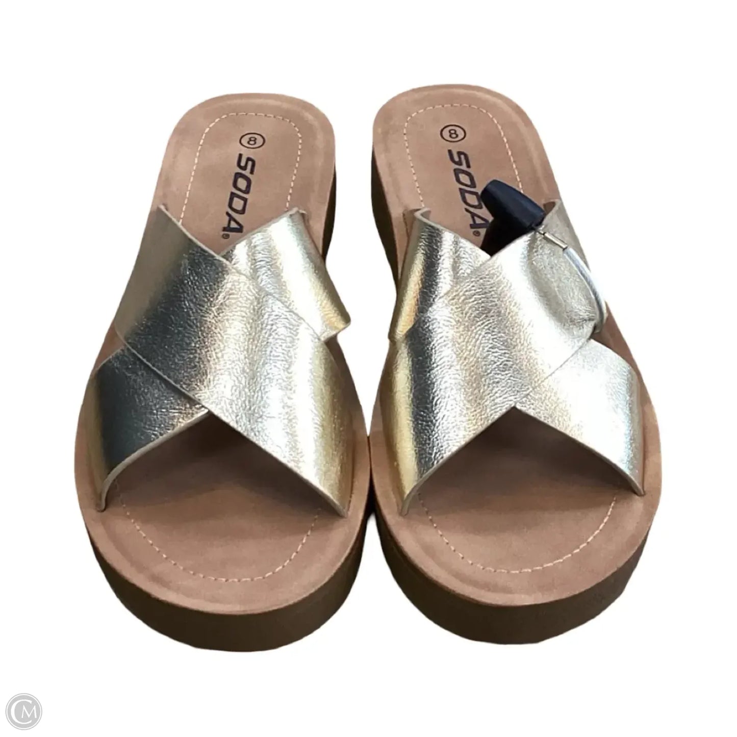Sandals Flats By Soda In Gold, Size: 8
