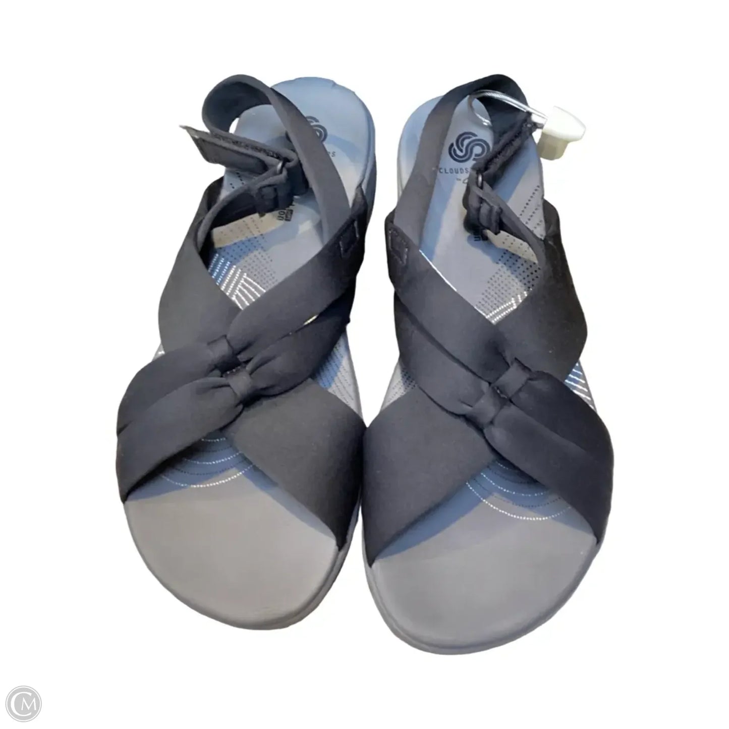 Sandals Flats By Clarks In Black & Grey, Size: 9