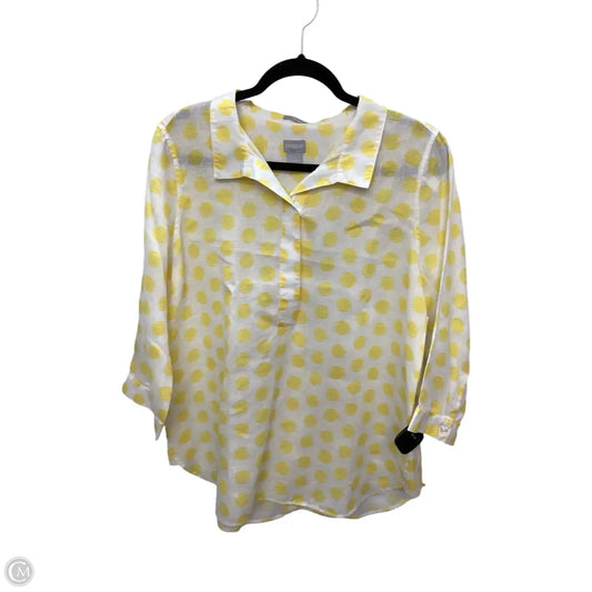 Blouse 3/4 Sleeve By Chicos In Yellow, Size: 8