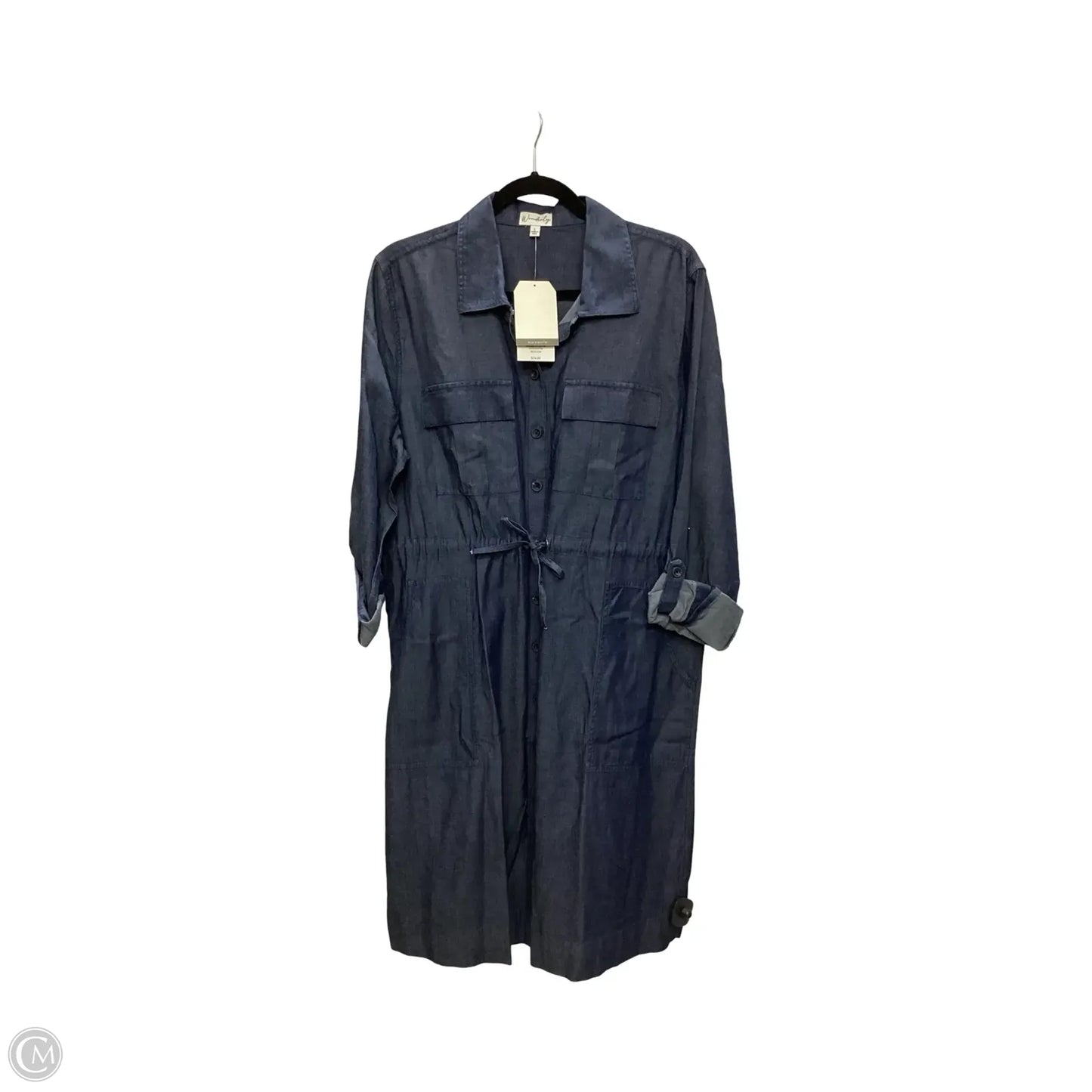 Dress Casual Midi By Wonderly In Blue Denim, Size: L